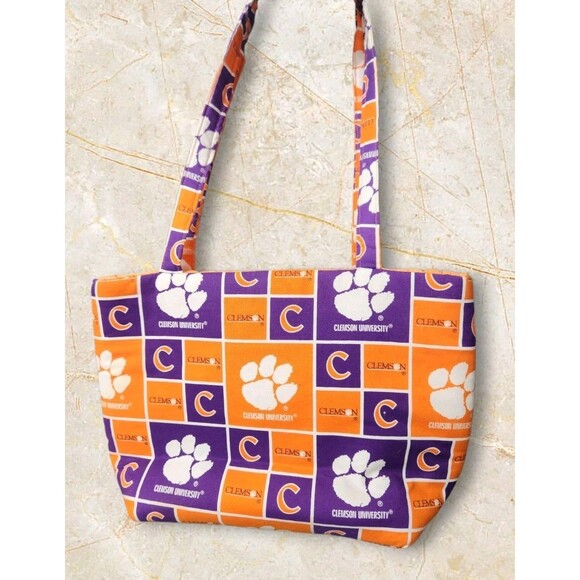 Clemson Tigers NCAA  Tote Bag Handmade In SC Lined Shoulder Strap Snap Closure - Picture 2 of 4